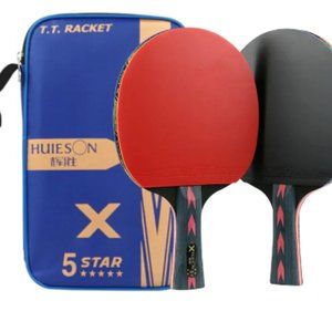 2pc Ping Pong Rackets Set 5 Star Offensive Table Tennis Racket with Fine Contr